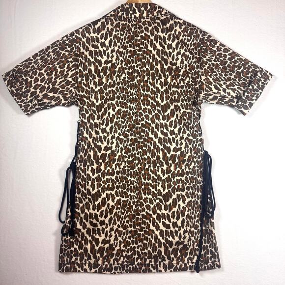 TORY BURCH Reva Womens Dress Leopard Cotton Poplin Shirtdress Tunic Vacation 2 - Picture 3 of 5